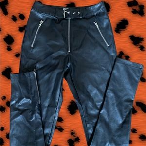 Danielle Guizio faux leather belted pants